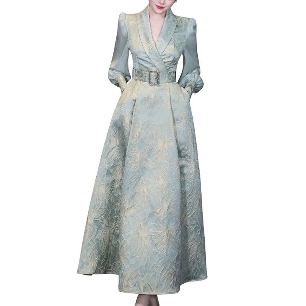 Burryco Womens  Printed Long Sleeve Maxi Dress